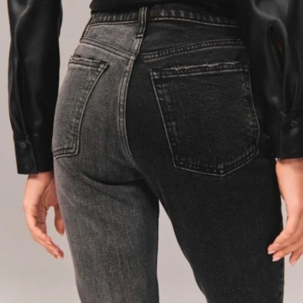 Abercrombie & Fitch Black Two-Tone Curve Love The Skinny High Rise Jeans 29 / 8 - Picture 2 of 10